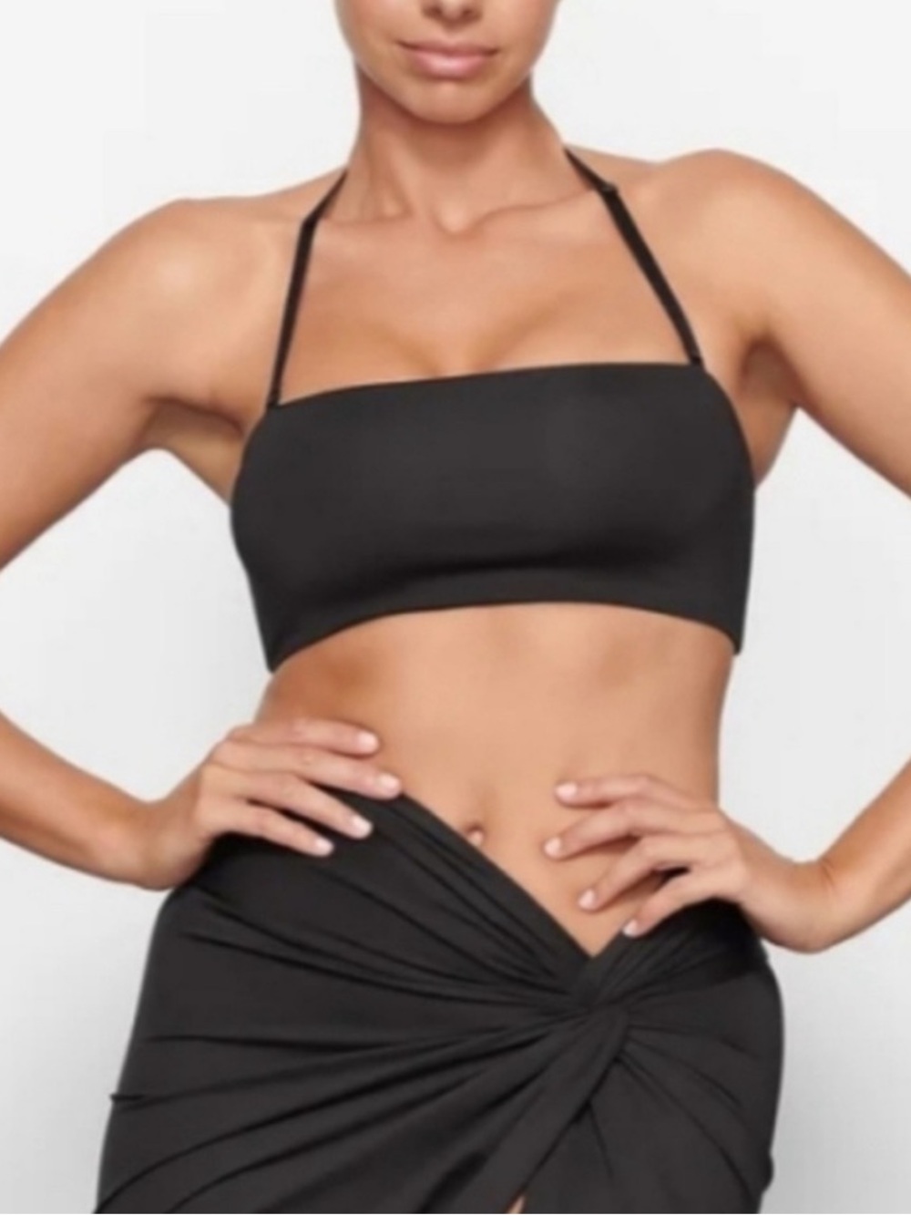 SKIMS Black Strap Bandeau Swim Top